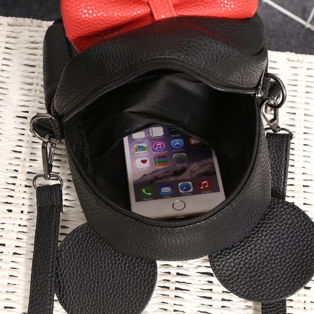 Vegan Leather Mini Mickey Gray & Red Backpack - Picture 4 of 7